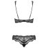 Obsessive Luvae - cvetni, sa kamenčićima grudnjak set (crna) - L/XL