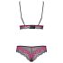 Obsessive Tulia - Čipkani donji veš set (crno-roze) - L/XL