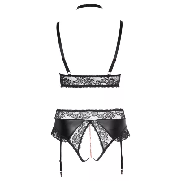 Cottelli Curves - Set donjeg veša sjajnog efekta (crna) - 2XL