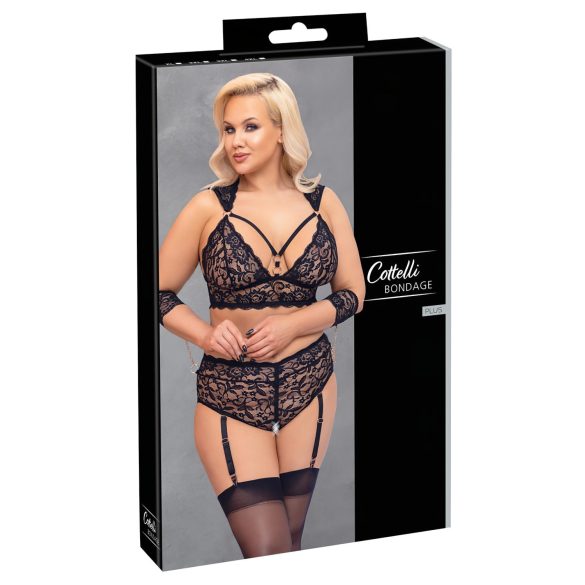 Cottelli Bondage Plus - čipkasti grudnjak set (crna)
