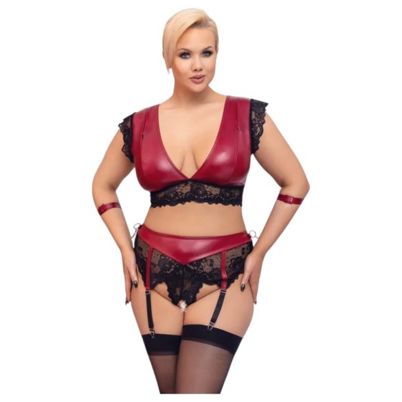 Cottelli Bondage Plus Size - čipkasti grudnjak set (crvena)
