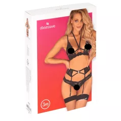 Obsessive Alessya - čipkasti donji veš set (crni) - M/L