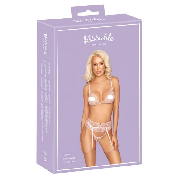 Kissable - čipkasti veš set (pink) - L/XL
