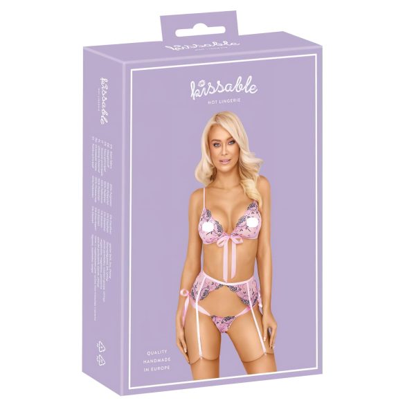Kissable - roze vezene donje rublje set (pink)