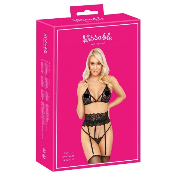 Poljubivi - set grudnjaka sa pojasom (crna) - L/XL