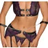 Cottelli Bondage - set donjeg veša i lisice (crna-ljubičasta) - L