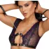 Cottelli Bondage - set donjeg veša i lisice (crna-ljubičasta) - L