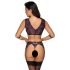 Cottelli Bondage - set donjeg veša i lisice (crno-ljubičaste) - XL