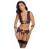 Cottelli Bondage - set donjeg veša i lisice (crno-ljubičaste) - XL