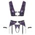 Cottelli Bondage - set donjeg veša i lisice (crno-ljubičaste) - XL