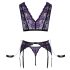 Cottelli Bondage - set donjeg veša i lisice (crno-ljubičaste) - XL