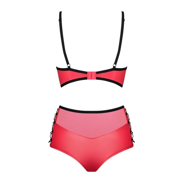 Obsessive Leatheria - kožni grudnjak set (crvena) - S/M