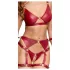 Cottelli Bondage - sjajni grudnjak set i lisice (crvene) - XL