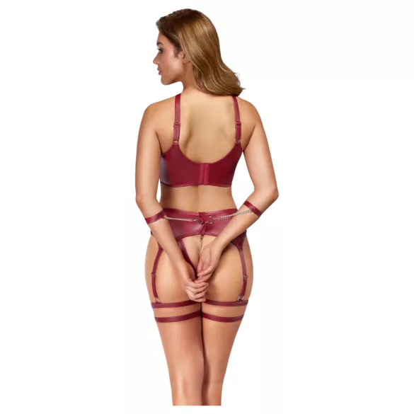 Cottelli Bondage - set brushaltera s prekrštenim trakama (crvena) - L