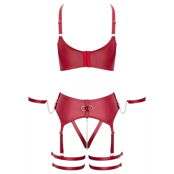 Cottelli Bondage - set brushaltera s prekrštenim trakama (crvena) - L