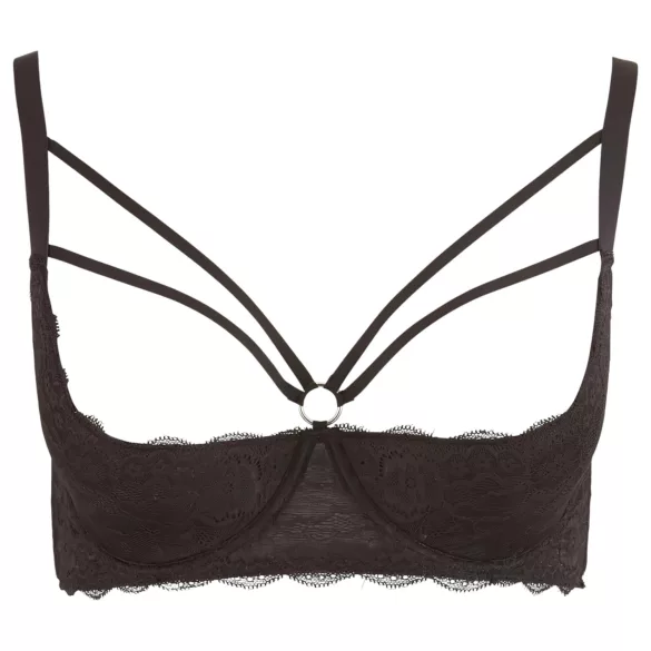 Cottelli Plus Size - crni potporni grudnjak sa prstenovima - 90D