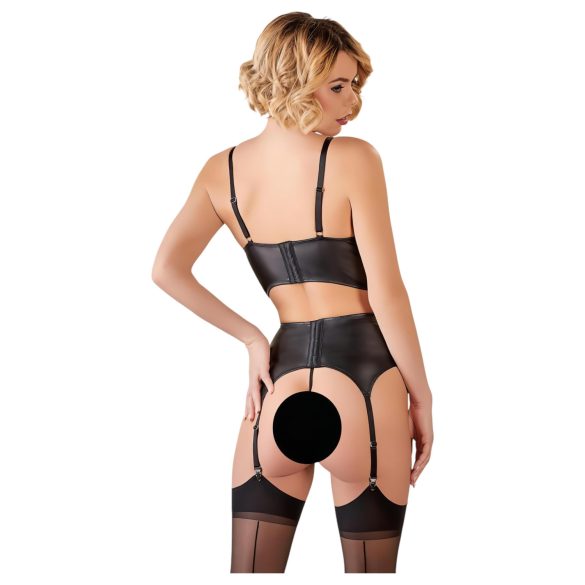 Abierta Fina - blistavi čipkani set donjeg veša sa trakama (crni) - 85C/L