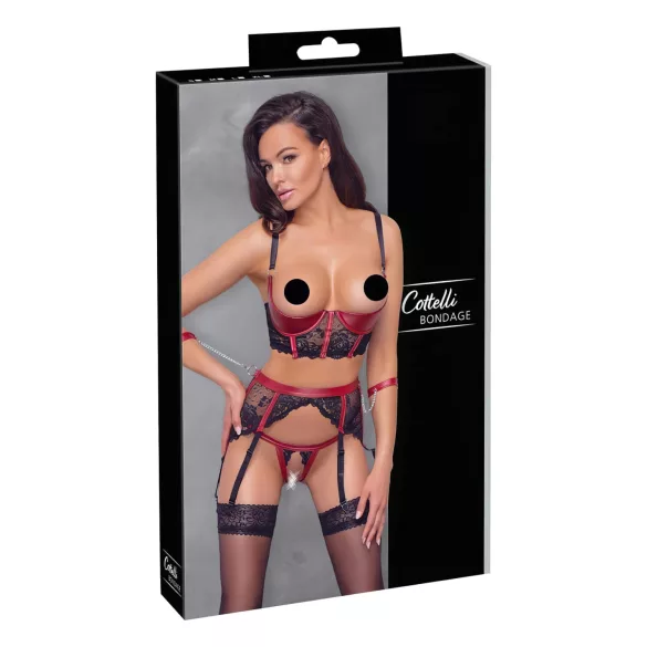 Cottelli Bondage - Crveni mat set sa čipkastim grudnjakom - L