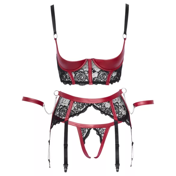 Cottelli Bondage - Crveni mat set sa čipkastim grudnjakom - L