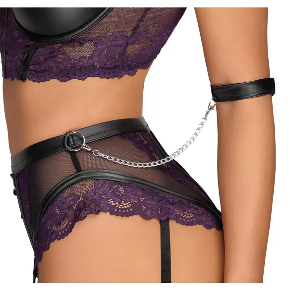 Cottelli Bondage - grudnjak set i lisice (crno-ljubičasto) - M