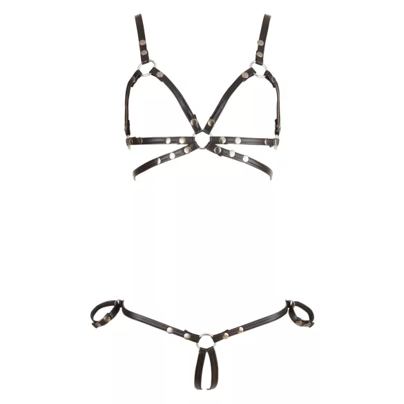 Cottelli Bondage - sjajni ukrasni bikini sa pojasom (crno)