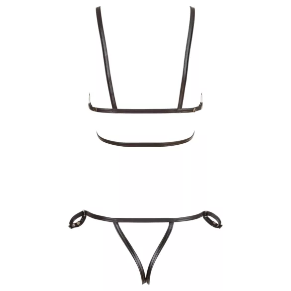 Cottelli Bondage - sjajni ukrasni bikini sa pojasom (crno)