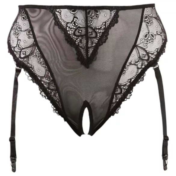 Cottelli Plus Size - čipkasti, otvoreni korzet za žene (crni)