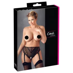   Cottelli Plus Size - čipkasti, otvoreni korzet za žene (crni) - XXXXL