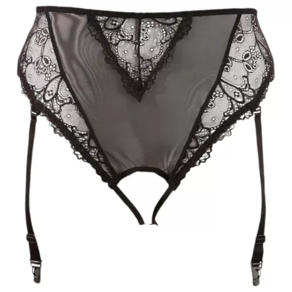 Cottelli Plus Size - čipkasti, otvoreni korzet za žene (crni) - XXXXL