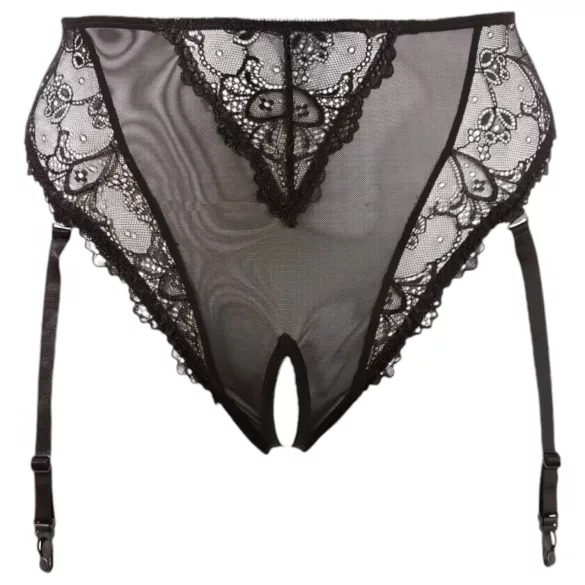 Cottelli Plus Size - čipkasti, otvoreni korzet za žene (crni) - XXXXL