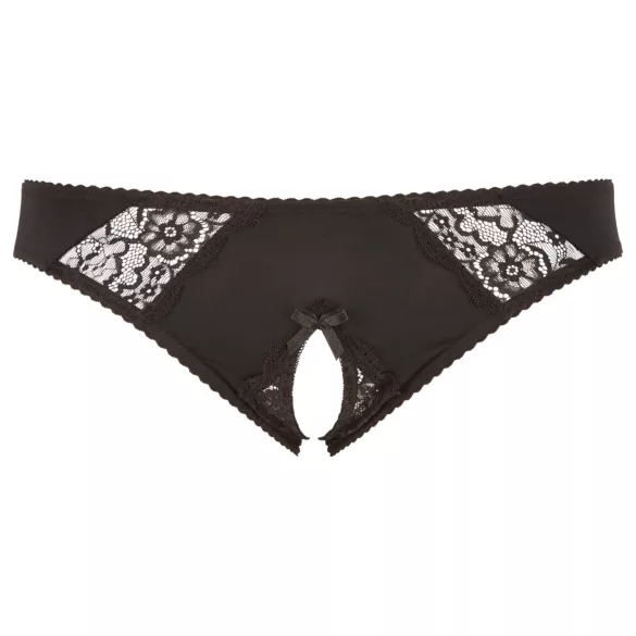 Cottelli Plus Size - čipkaste otvorene gaćice (crne) - XL