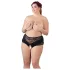 Cottelli Plus Size - crne čipkaste gaćice s perlama