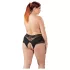 Cottelli Plus Size - crne čipkaste gaćice s perlama - XL
