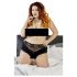 Cottelli Plus Size - crne čipkaste gaćice s perlama - 2XL