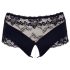 Cottelli Plus Size - crne čipkaste gaćice s perlama - 4XL