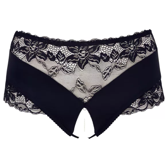 Cottelli Plus Size - crne čipkaste gaćice s perlama - 4XL