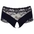 Cottelli Plus Size - crne čipkaste gaćice s perlama - 4XL