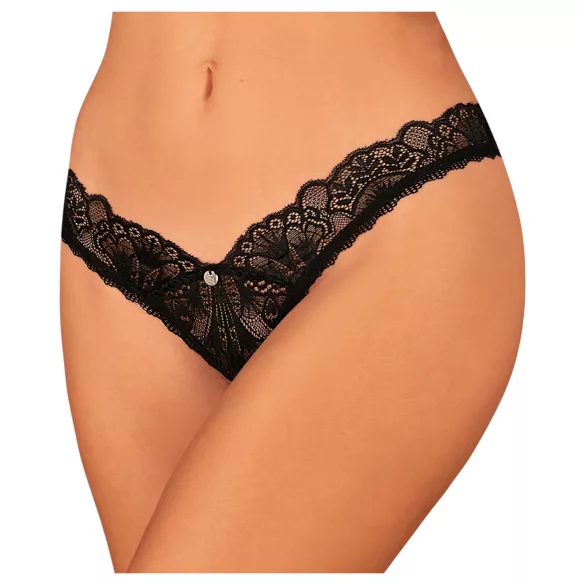 Obsessive Donna Dream - čipkaste otvorene tanga gaćice (crne) - XL/XXL