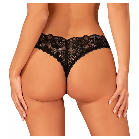 Obsessive Donna Dream - čipkaste otvorene tanga gaćice (crne) - XL/XXL