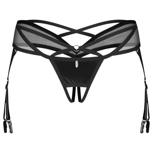 Obsessive Dominna - crni podvezice sa kaiševima - L/XL