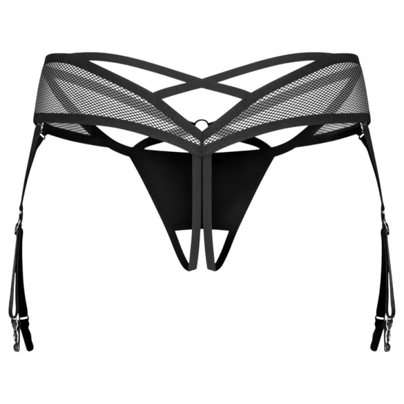 Obsessive Dominna - crni podvezice sa kaiševima - L/XL