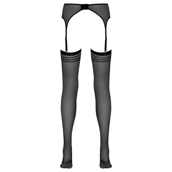 NO:XQSE - crne prugaste čarape sa halterima - L/XL