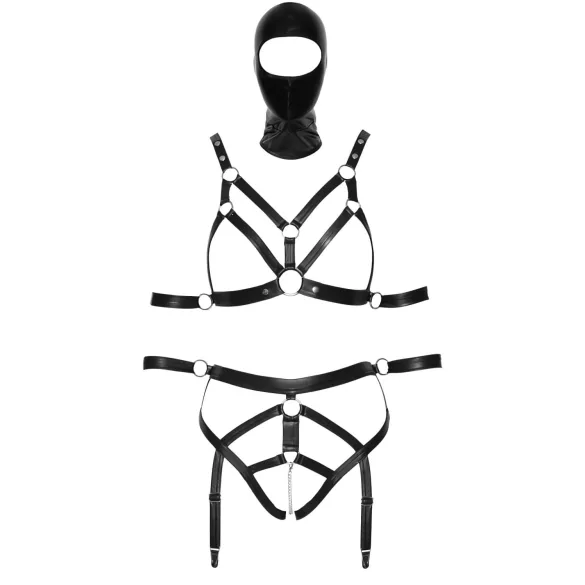 Bad Kitty - set crnog pojasa i maske - L