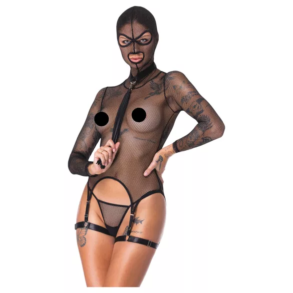 Bad Kitty - BDSM providni mrežasti set sa bičem (crni)
