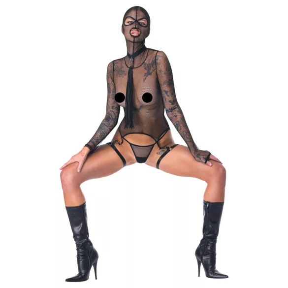 Bad Kitty - BDSM providni mrežasti set sa bičem (crni) - L
