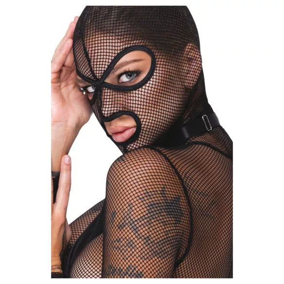 Bad Kitty - BDSM providni mrežasti set sa bičem (crni) - L