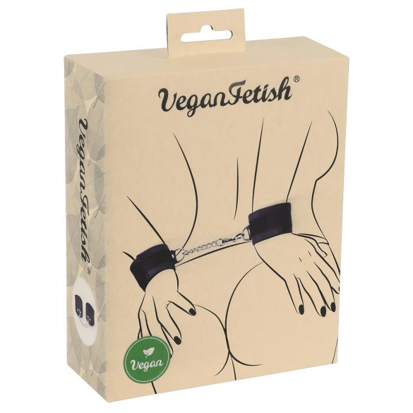 Vegan Fetish - crne lisice za zglobove s kratkim lancem