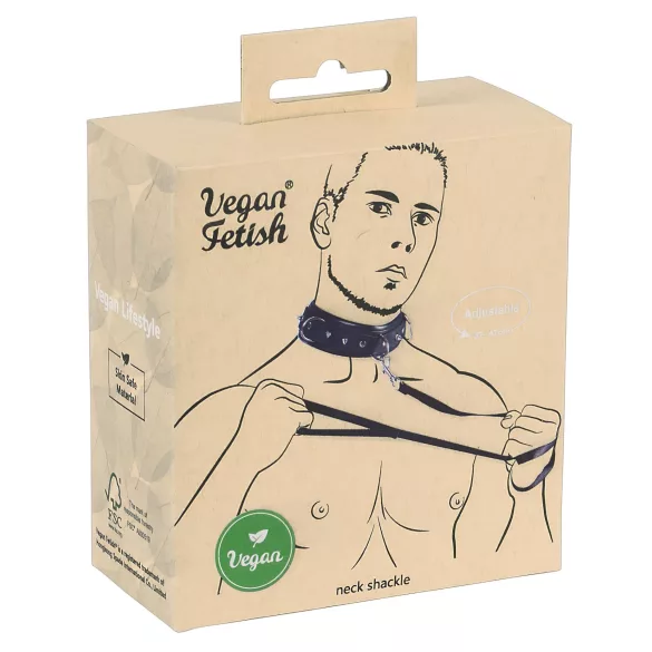 Vegan Fetish - crna ogrlica sa nitnama i povodac