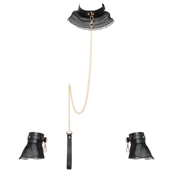 Bad Kitty - crni set vezivanja sa volanima (4 dela)