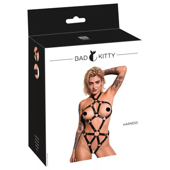 Bad Kitty - bodi sa otvorenim grudnjakom i trakama (crni) - S-L